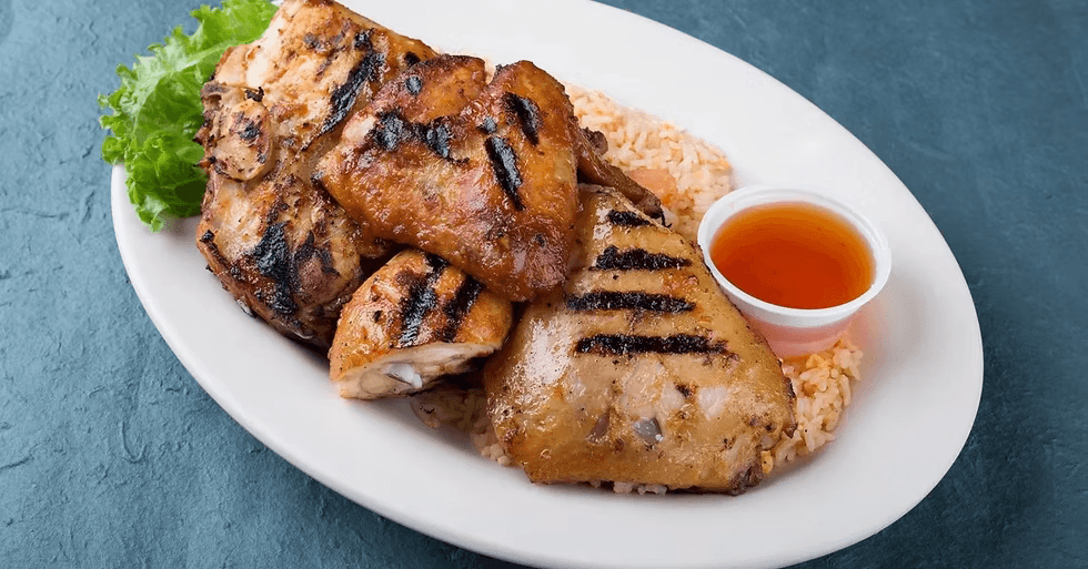 Charcoal-grilled Thai BBQ chicken plate at Thai Original BBQ